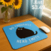 Funny black cat mouse pad with βNo Thoughts, Head Emptyβ design on a blue background