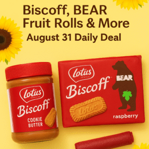 Lotus Biscoff cookies, spreads, and BEAR fruit snacks with 20% coupon savings