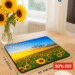 Bright sunflower sunset mouse pad with non-slip rubber base and rounded corners, shown at a 50% discount on Amazon
