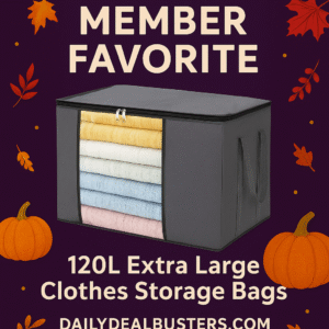 120L gray foldable clothes storage bag filled with blankets, clear PVC window, by TasticTotes