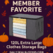 120L gray foldable clothes storage bag filled with blankets, clear PVC window, by TasticTotes