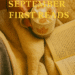 A cozy fall scene with a blanket, an open book, and a warm drink topped with marshmallows, representing September’s First Reads book picks.