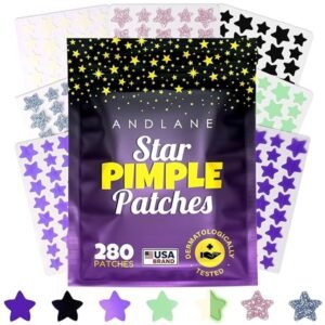 Andlane star-shaped pimple patches displayed on branded packaging