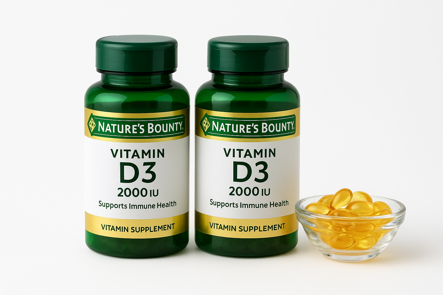 Natureβs Bounty Vitamin D3 Softgels, 2000IU, 150 Count (Pack of 2)