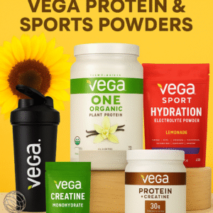 Vega Protein & Sports Powders – 25% Off Daily Deal with multiple plant-based protein and hydration products displayed.