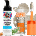 Beauty products including cosmetics, skincare, nail care, hair care, sunscreen, and self-care essentials featured in a promotional savings graphic.
