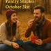 Golden autumn snacks and pantry staples sale with text overlay “30% Off Select Snacks, Beverages & Pantry Staples – October 31st”