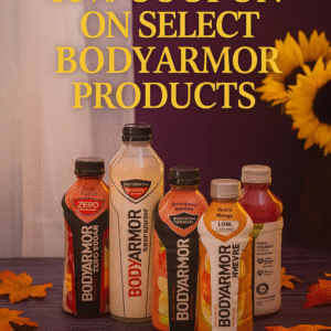 BODYARMOR Sports Drinks fall-themed promotional image with 40% off coupon text
