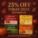 Bigelow Tea assorted varieties – Red Raspberry, Chamomile, Green Tea, Pumpkin Spice, and more, discounted 25% today