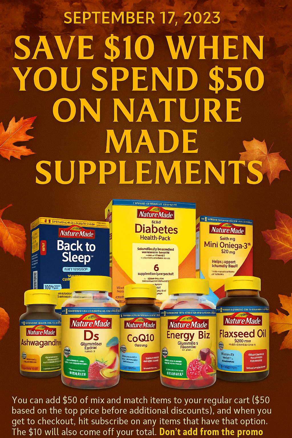 Nature Made Vitamins and Supplements – $10 Off $50 Mix & Match