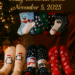 Fuzzy Christmas socks with festive holiday patterns displayed in a cozy fall-themed setting.