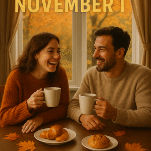 Lavazza Super Crema Whole Bean Coffee Bag surrounded by fall leaves and a steaming cup of espresso on a rustic wooden table.