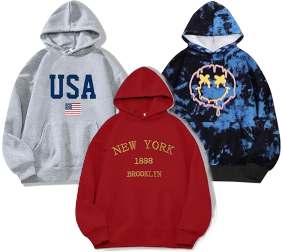 Ladies Oversize Graphic Hoodies in assorted styles and colors