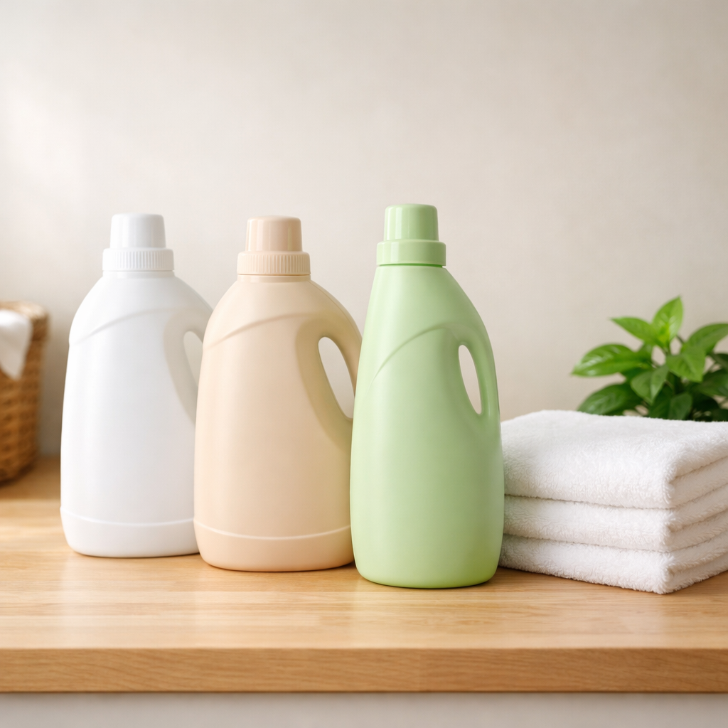 Laundry essentials including detergent, fabric care, and cleaning supplies displayed together
