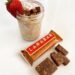 Larabar peanut butter chocolate bar with shake representing snack options