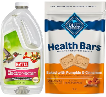 Pet food, dog treats, cat treats, cat litter, and assorted pet supplies featured in a savings promotion.