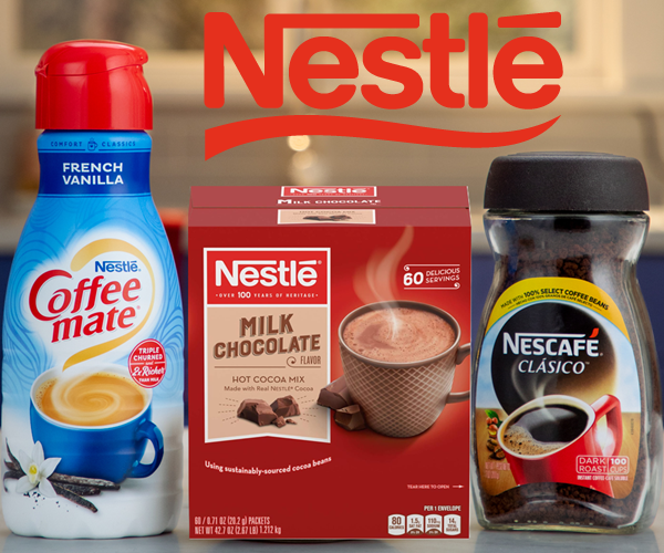 Nestle Products deal featuring beverage and pantry essentials with stackable savings opportunities
