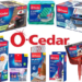 O-Cedar cleaning products including spin mops, microfiber mop systems, replacement mop heads, dusting refills, and a pet hair broom.