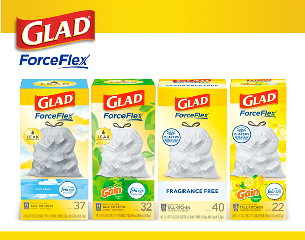 Household trash bags and kitchen cleaning essentials arranged for practical home stock-up savings