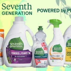 Seventh Generation cleaning, laundry, dishwashing, and household products featured in a promotional savings graphic.