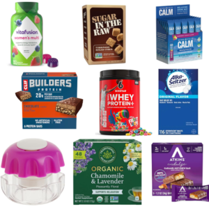 Food, wellness, self-care, beauty, and household products featured in a buy one get one promotional savings event.