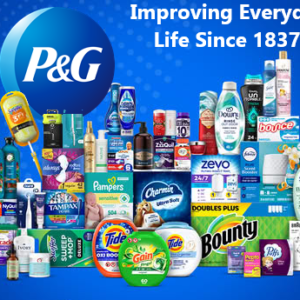 Graphic featuring assorted household essentials including paper products, laundry supplies, cleaning products, dish soap, and everyday home necessities.