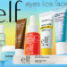 Promotional graphic featuring e.l.f. SKIN skincare products including Bronzing Drops, serums, moisturizers, cleansers, and facial treatments.