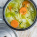 Homemade cabbage and sausage stew with fresh vegetables.