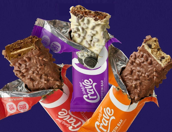 Crave Protein Bars featured in a promotional savings graphic