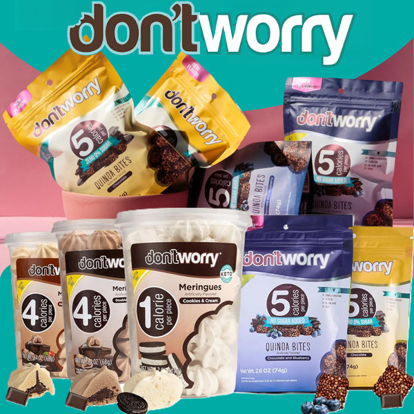 Don’t Worry Snacks meringue cookies and snack varieties featured in a coupon promotion