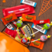 Assorted Hershey Halloween candy bulk packs featuring chocolate, fruity candy, Reese's, Kit Kat, and other individually wrapped treats.