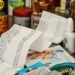 Grocery receipts spread across pantry staples and household purchases.