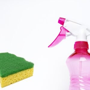 Homemade Power Wash dish soap in a reusable spray bottle.