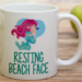 Resting Beach Face Mermaid 11-ounce white ceramic coffee mug