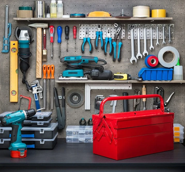 Workshop tools and equipment featured in a $25 savings promotion