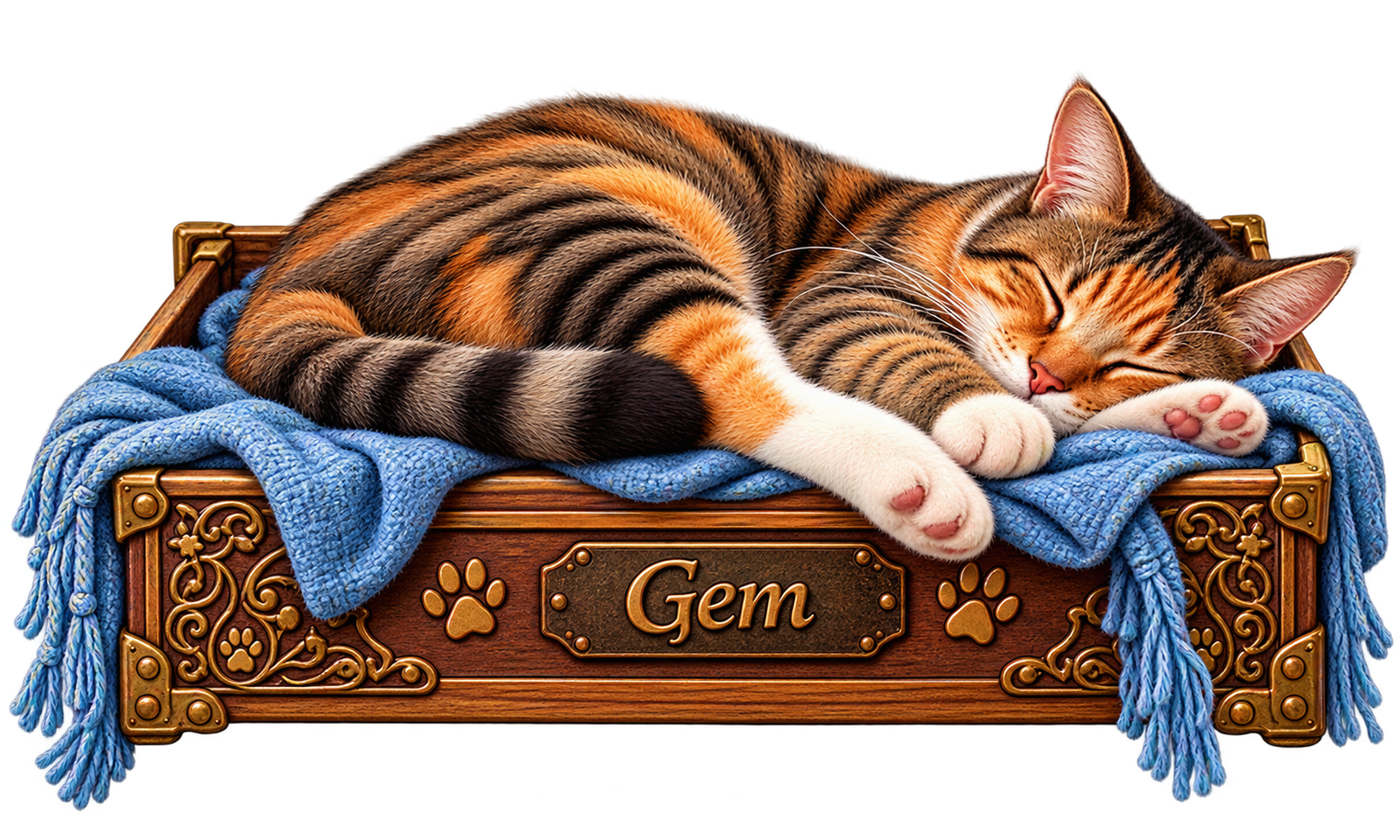 Gem curled up in her box